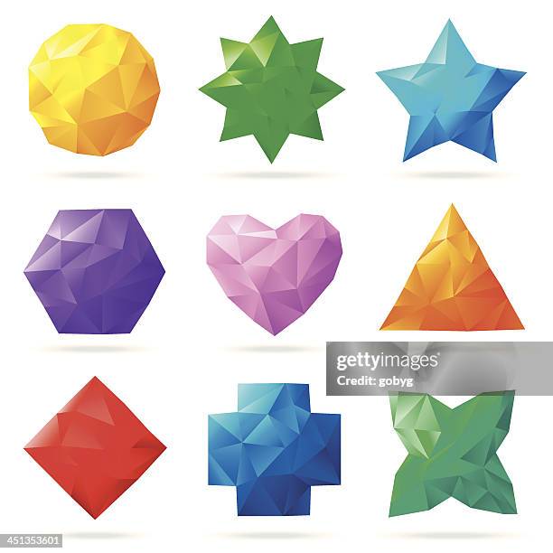ilustrações, clipart, desenhos animados e ícones de colorido polygonal formas - origami