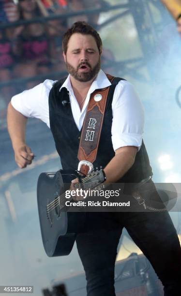 Randy Houser performs during "Kicker Country Stampede" Day 2 at Tuttle Creek State Park on June 27, 2014 in Manhattan, Kansas.
