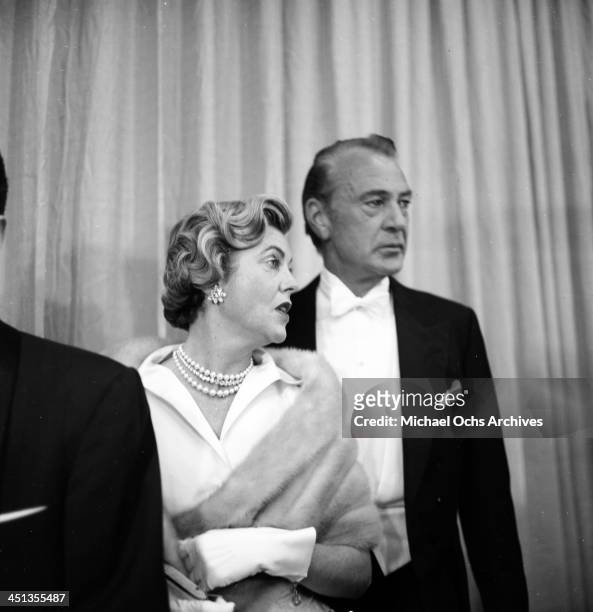 Actor Gary Cooper and his wife Veronica Balfe attends a partyl in Los Angeles,California.