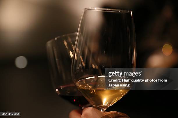 red & white - wine cheers stockfoto's en -beelden