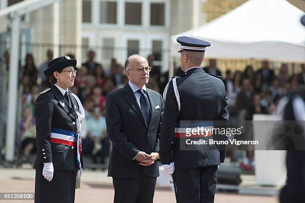 French Home minister Bernard Cazeneuve attends annual ceremony of naming of the Superintendants and Police Lieutenants promotion 2014 at ENSP, Higher...