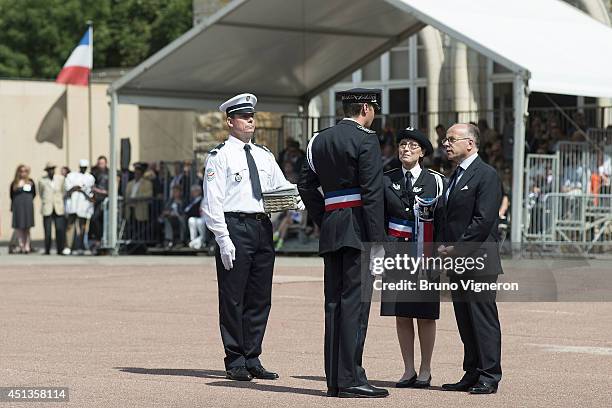 French Home minister Bernard Cazeneuve attends annual ceremony of naming of the Superintendants and Police Lieutenants promotion 2014 at ENSP, Higher...