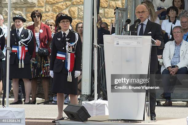 French Home minister Bernard Cazeneuve attends annual ceremony of naming of the Superintendants and Police Lieutenants promotion 2014 at ENSP, Higher...