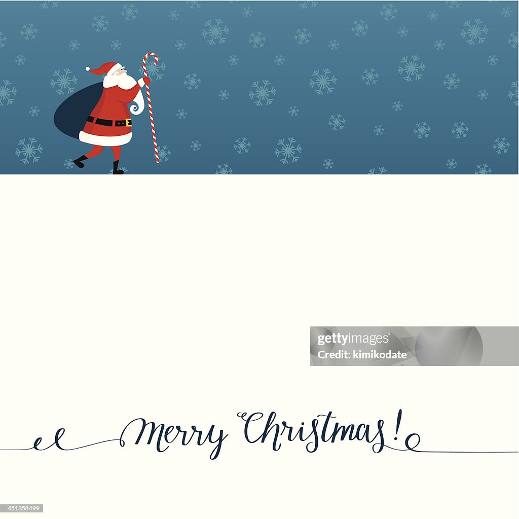 Christmas card template with Santa Claus drawing