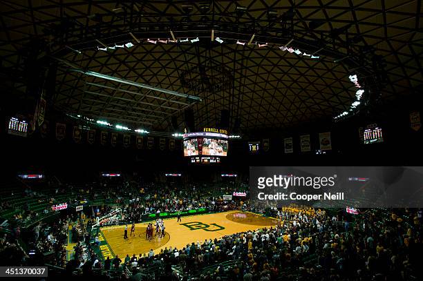 General view of the Ferrell Center during a mens basketball game between the Baylor Bears and the South Carolina Gamecocks on November 12, 2013 in...