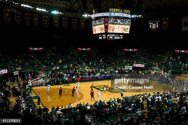 General view of the Ferrell Center during a mens basketball game between the Baylor Bears and the South Carolina Gamecocks on November 12, 2013 in...