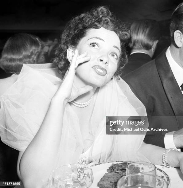 Actress Kathryn Grayson attends a party in Los Angeles, California.