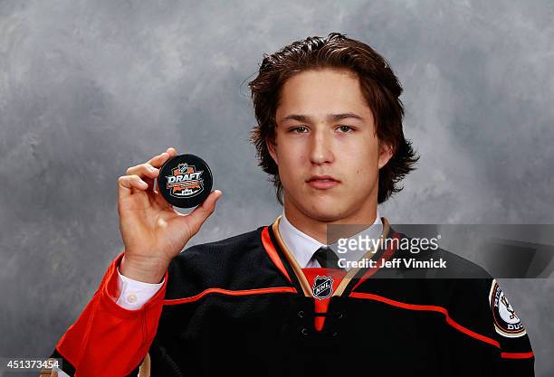 Brandon Montour, 55th overall pick of the Anaheim Ducks, poses for a portrait during the 2014 NHL Entry Draft at Wells Fargo Center on June 28, 2014...