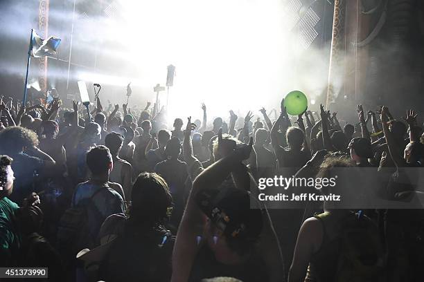 Umphrey's McGee performs during Day 2 of the 2014 Electric Forest Festival on June 27, 2014 in Rothbury, Michigan.