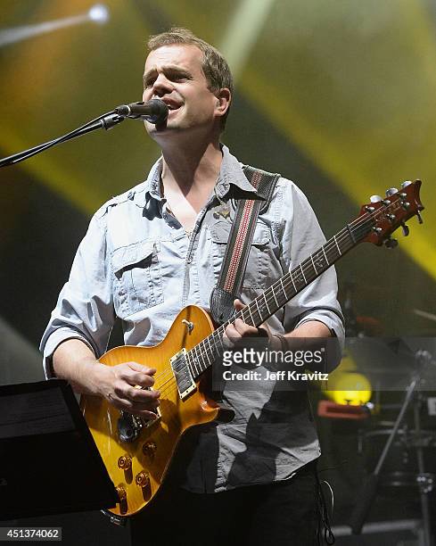 Brendan Bayliss of Umphrey's McGee performs during Day 2 of the 2014 Electric Forest Festival on June 27, 2014 in Rothbury, Michigan.