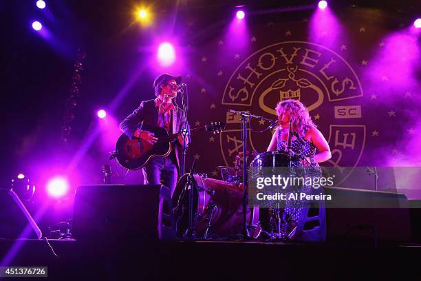 Cary Ann Hearst and Michael Trent of Shovels & Rope perform during 2014 Celebrate Brooklyn! at the Prospect Park Bandshell on June 27, 2014 in the...