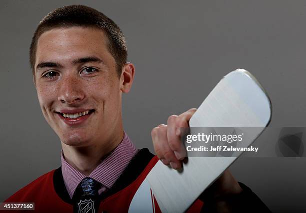 Mason McDonald of the Calgary Flames poses for a portrait during the 2014 NHL Draft at the Wells Fargo Center on June 28, 2014 in Philadelphia,...