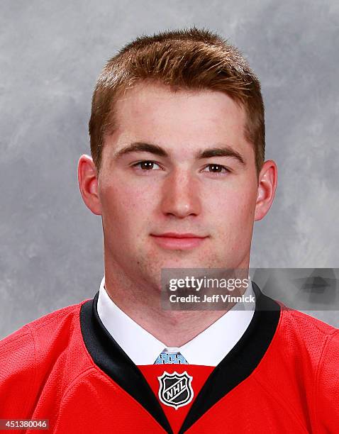 Shane Eiserman, 100th overall pick of the Ottawa Senators, poses for a portrait during the 2014 NHL Entry Draft at Wells Fargo Center on June 28,...