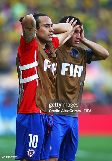 Jorge Valdivia of Chile looks on during the 2014 FIFA World Cup Brazil Round of 16 match between Brazil and Chile at Estadio Mineirao on June 28,...