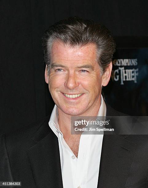 Actor Pierce Brosnan attends the premiere of Percy Jackson & The Olympians: The Lightning Thief at AMC Lincoln Square on February 4, 2010 in New York...