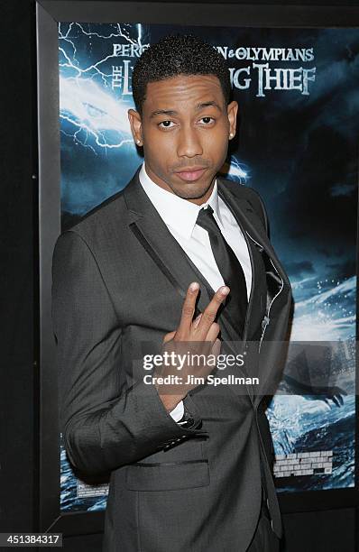 Brandon T. Jackson attends the premiere of Percy Jackson & The Olympians: The Lightning Thief at AMC Lincoln Square on February 4, 2010 in New York...