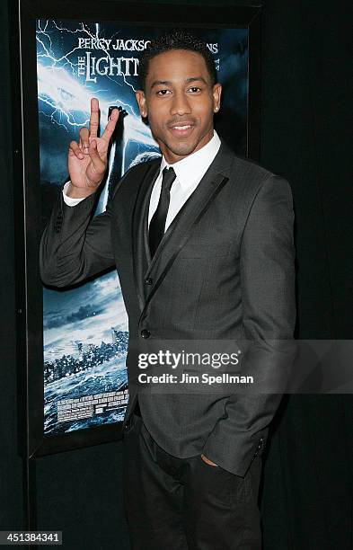 Brandon T. Jackson attends the premiere of Percy Jackson & The Olympians: The Lightning Thief at AMC Lincoln Square on February 4, 2010 in New York...