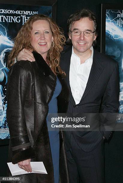 Director Chris Columbus and wife attend the premiere of Percy Jackson & The Olympians: The Lightning Thief at AMC Lincoln Square on February 4, 2010...