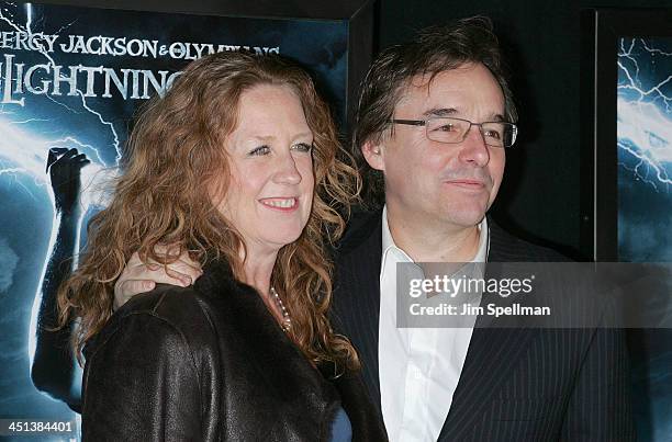 Director Chris Columbus and wife attend the premiere of Percy Jackson & The Olympians: The Lightning Thief at AMC Lincoln Square on February 4, 2010...