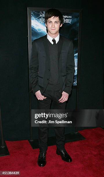 Actor Logan Lerman attends the premiere of Percy Jackson & The Olympians: The Lightning Thief at AMC Lincoln Square on February 4, 2010 in New York...