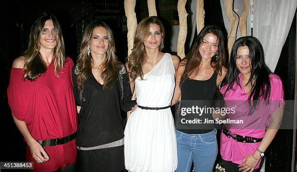 Models Aline Ambrosio, Alessandra Ambrosio, Fernanda Motta, Renata Klem and Raquel attends Fernanda Motta's birthday celebration at Table 55 on May...