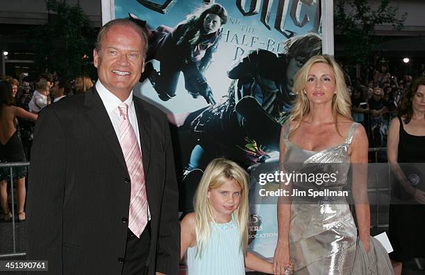 Kelsey Grammer, Camille Donatacc and daughter, Mason Olivia attend the Harry Potter and the Half-Blood Prince premiere at Ziegfeld Theatre on July 9,...