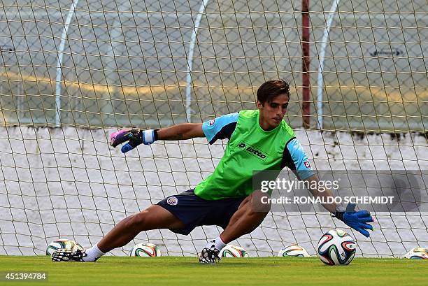 Costa Rica's forward and captain Bryan Ruiz takes part in a training session at the Wilson Campos training center in Recife on June 28 during the...