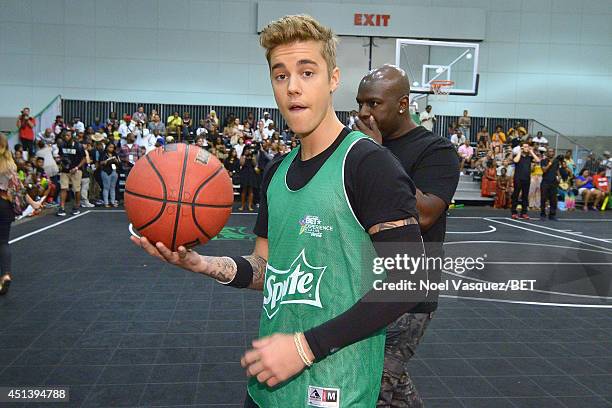 Singer Justin Bieber attends the Sprite Celebrity Basketball Game during the 2014 BET Experience At L.A. LIVE on June 28, 2014 in Los Angeles,...