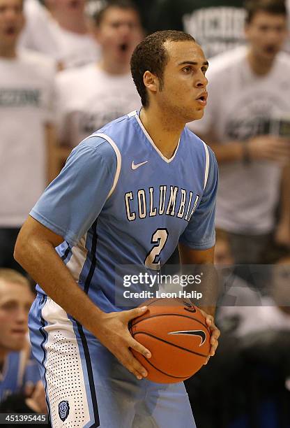 Isaac Cohen of the Columbia Lions looks down court during the second half of the game against the Michigan State Spartans during the second half of...