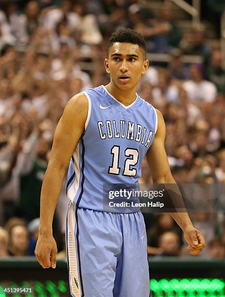 Maodo Lo of the Columbia Lions looks down court during the second half of the game against the Michigan State Spartans during the second half of the...