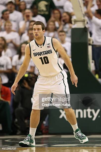 Matt Costello of the Michigan State Spartans looks down the court during the second half of the game against the Columbia Lions during the second...