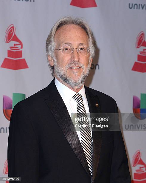 Neil Portnow, President/CEO of the Recording Academy poses backstage during The 14th Annual Latin GRAMMY Awards at the Mandalay Bay Events Center on...