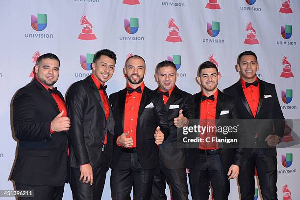 Los Canarios pose backstage during The 14th Annual Latin GRAMMY Awards at the Mandalay Bay Events Center on November 21, 2013 in Las Vegas, Nevada.