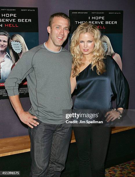 Tucker Max and Actress Keri Lynn Pratt attend the premiere of I Hope They Serve Beer In Hell at the AMC Empire 25 on September 3, 2009 in New York...