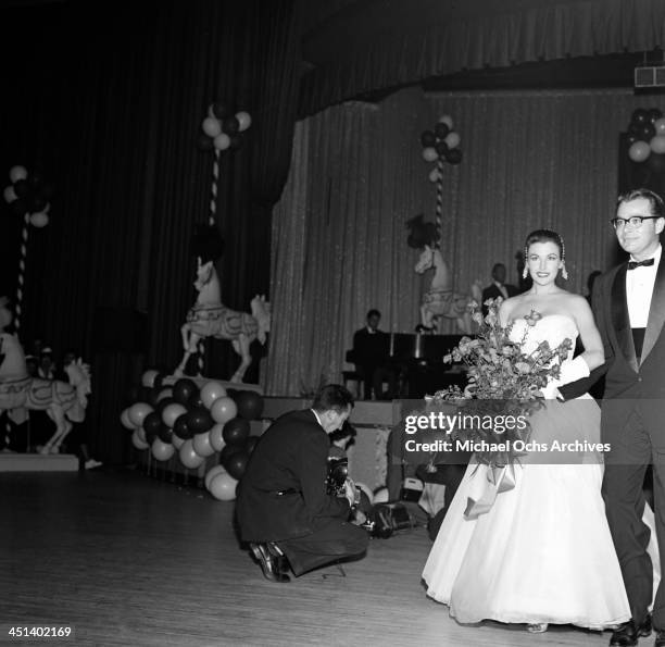 Actress Mara Corday attends the Makeup Artist ball in Los Angeles,California.