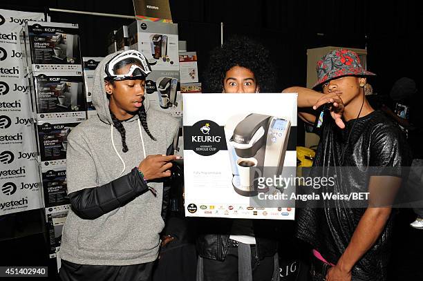 Ray Ray, Princeton and EJ of Mindless Behavior attend day 1 of a gifting suite during the 2014 BET Experience at L.A. LIVE on June 28, 2014 in Los...