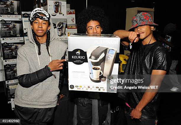 Ray Ray, Princeton and EJ of Mindless Behavior attend day 1 of a gifting suite during the 2014 BET Experience at L.A. LIVE on June 28, 2014 in Los...