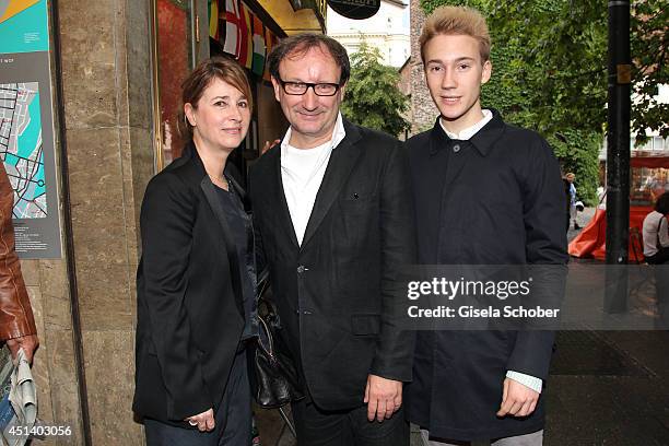 Christina Bock, Rainer Bock and son Moritz Bock attend the 'Bornholmer Strasse' Premiere as part of Filmfest Muenchen 2014 on June 28, 2014 in...