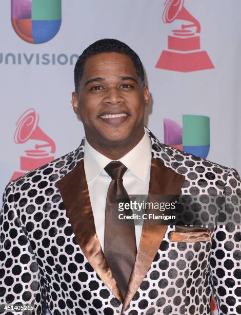 Singer Jandy Ventura poses backstage during The 14th Annual Latin GRAMMY Awards at the Mandalay Bay Events Center on November 21, 2013 in Las Vegas,...
