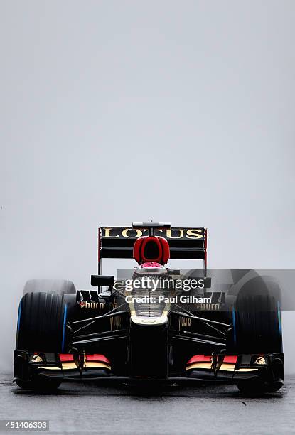 Heikki Kovalainen of Finland and Lotus drives during practice for the Brazilian Formula One Grand Prix at Autodromo Jose Carlos Pace on November 22,...