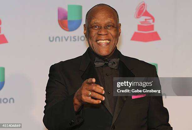 Recording artist Johnny Ventura poses in the press room at the 14th Annual Latin GRAMMY Awards held at the Mandalay Bay Events Center on November 21,...