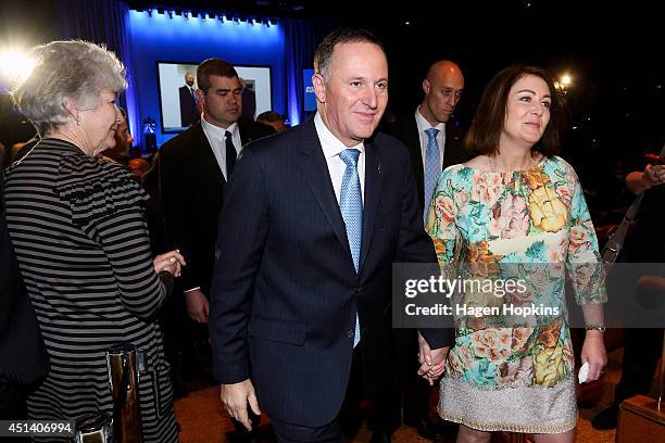 Prime Minister John Key and wife Bronagh make their way through the crowd after the leader's address at the National Party Annual Conference at...