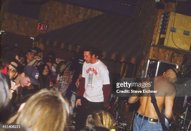 American rap/rock band Rage Against The Machine performs on stage at the Wetlands Preserve nightclub, January 21, 1992.