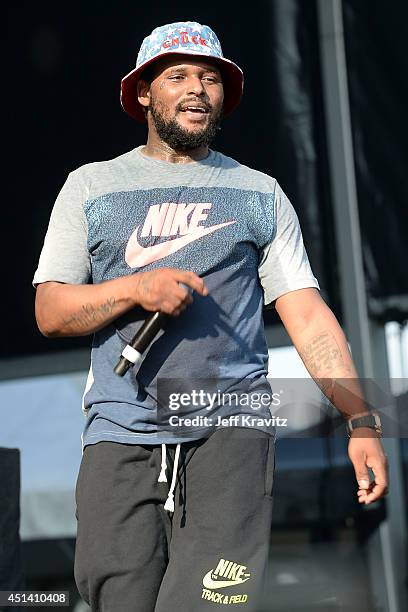 Rapper Schoolboy Q performs during Day 3 of the 2014 Electric Forest Festival on June 28, 2014 in Rothbury, Michigan.