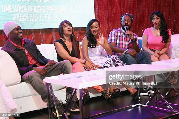 Personalities Brian Hooks, Monica Majesty Collins, Jennia Fredrique, Deric Evans, and Von Decarlo attend Fan Fest BET and Centric Pavilion - Day 1...