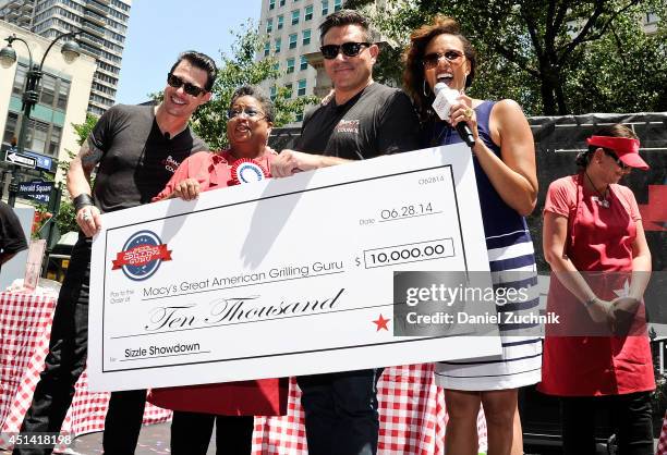 Johnny Iuzzini, contestant winner Sherri Williams and chef Todd English attend the 2014 Sizzle Showdown at Macy's Herald Square on June 28, 2014 in...
