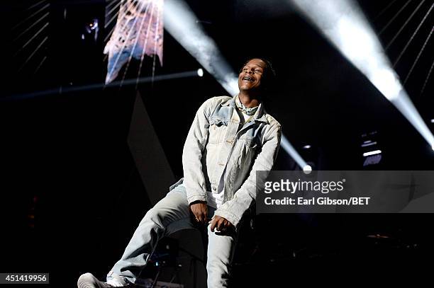 Rapper A$AP Rocky performs onstage at the OutKast, A$AP Rocky, Rick Ross, K. Michelle, August Alsina & Ty Dolla $ign Presented By Sprite during the...
