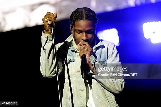 Rapper A$AP Rocky performs onstage at the OutKast, A$AP Rocky, Rick Ross, K. Michelle, August Alsina & Ty Dolla $ign Presented By Sprite during the...