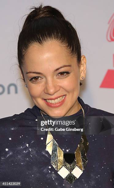 Musician Natalia Lafourcade, winner of Best Alternative Music Album for "Mujer Divina, Homenaje a Agustin Lara," poses in the press room during The...