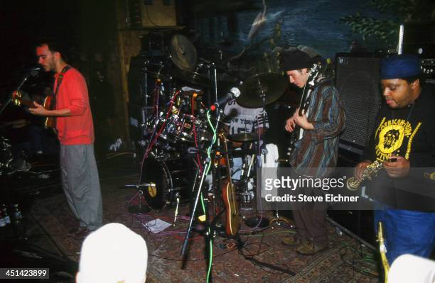 American rock group the Dave Matthews Band performs on stage at the Wetlands Preserve nightclub, October 30, 1993.